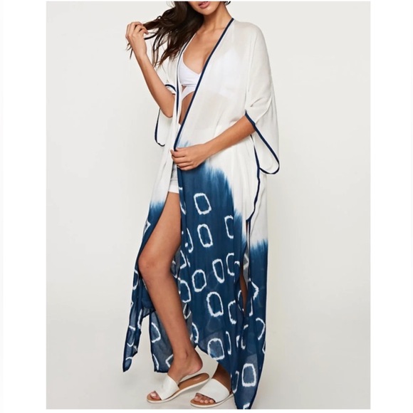 Love Stitch One Size Blue and White Swim Coverup - Picture 3 of 7